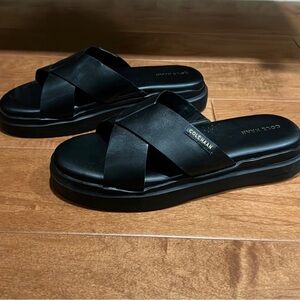 Cole Haan GrandPro Criss Cross Leather Slide Sandals